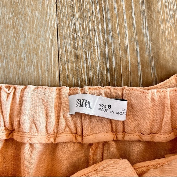 ZARA Girls Belted Zip Front Peach Pink Cargo Pants Size 9 - Picture 3 of 5